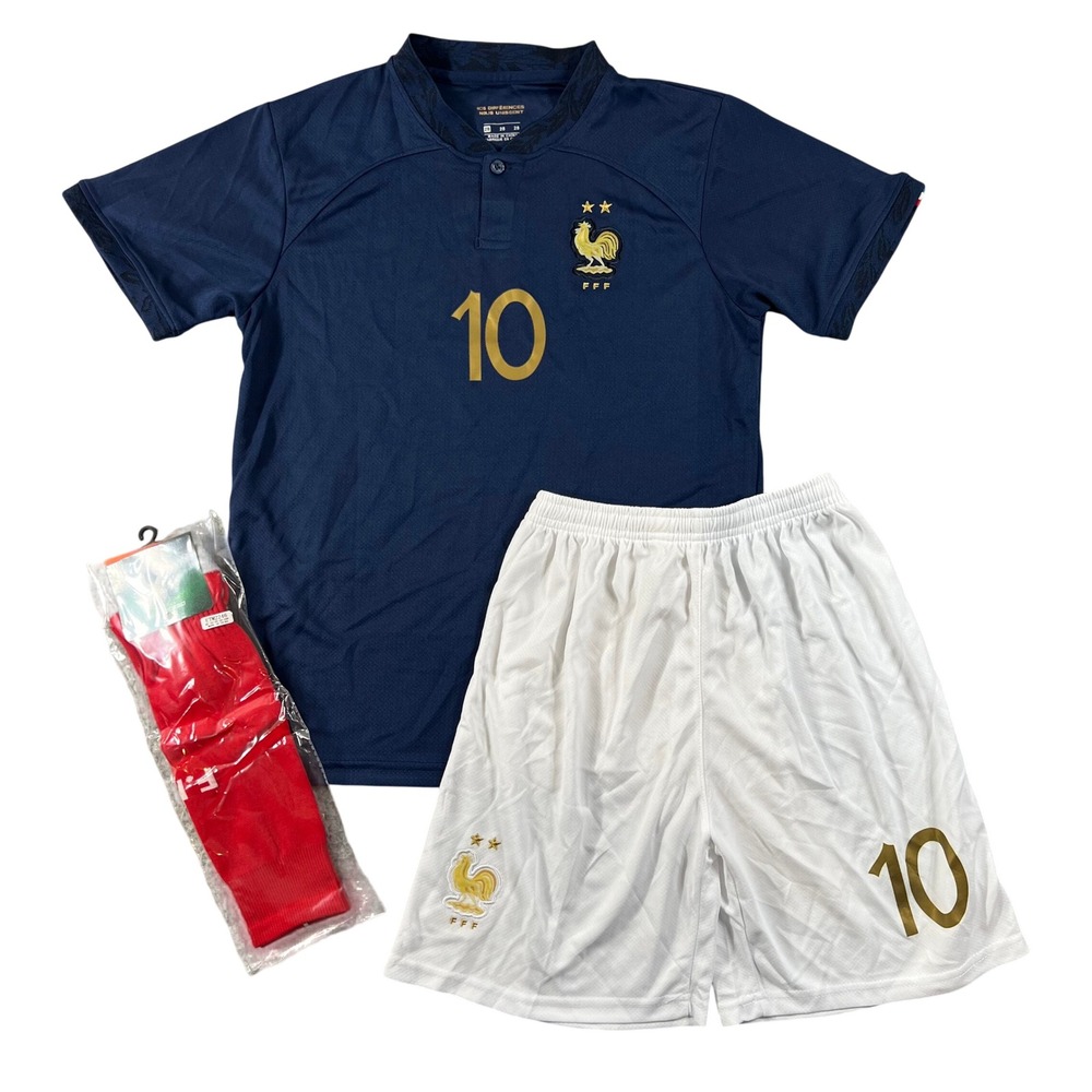 Unbranded France Soccer Kit Kids Size 28 Navy Blue Mbappe 10 Jersey Shorts Socks